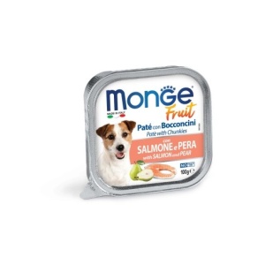 MONGE FRUIT PENTRU CÂINI ADULȚI, PATE, SOMON CU PARĂ, 100GR - 3246