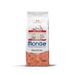 MONGE HRANA USCATA PENTRU CAINI PUI DE TALIE MICA, SOMON SI OREZ 7,5 KG - 1068