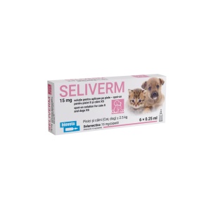 SELIVERM 15 MG, CAT S AND DOG XS 6 PCS*0.25 ML/CUTIE