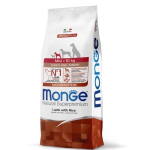 MONGE HRANA USCATA PENTRU CAINI PUI DE TALIE MICA, MIEL SI OREZ 7,5 KG - 1075