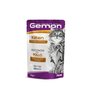 GEMON HRANA UMEDA PENTRU PISICI PUI, PUI, BUCATI IN SOS 100 G - 0896