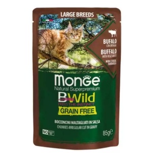 MONGE BWILD HRANA UMEDA PENTRU PISICI DE TALIE MARE, BIVOL ȘI LEGUME, BUCATI IN SOS 85 G - 2751