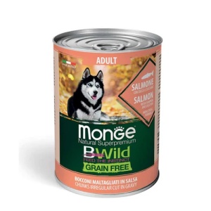 MONGE BWILD PENTRU CAINI ADULTI, SOMON CU DOVLEAC & ZUCCHINI, GRAIN FREE, 400GR - 1262