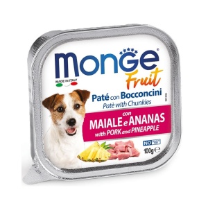 MONGE FRUIT PENTRU CÂINI ADULȚI, PATE, PORC CU ANANAS, 100GR - 3253