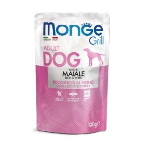 MONGE GRILL HRANA UMEDA PENTRU CAINI ADULTI DE TOATE TALIILE, PORC 100 G - 0444