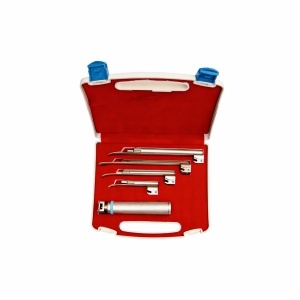 SET LARINGOSCOP MILLER CU FIBRA OPTICA CU 5 LAME(MODEL TUB FIX) UZ VETERINAR