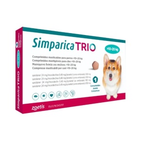 SIMPARICA TRIO CAINI 24 MG (10-20 KG)-CPR.MAST. X 3 ZOETIS BE