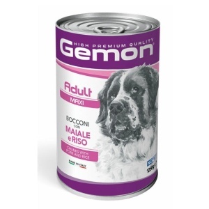 GEMON HRANA UMEDA PENTRU CAINI ADULTI DE TALIE MARE, PORC SI OREZ, BUCATI 1250 G - 7941