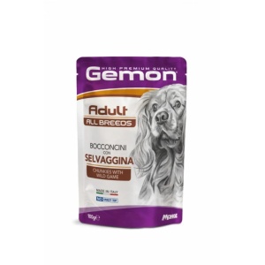 GEMON HRANA UMEDA PENTRU CAINI ADULTI, VANAT, BUCATI IN SOS 100 G - 0629
