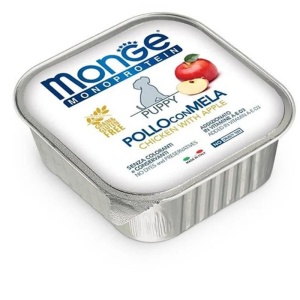 MONGE HRANĂ UMEDĂ PENTRU CĂȚEI, MONOPROTEIN, PATE CU PUI SI MĂR, 150GR - 4380