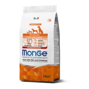 MONGE HRANA USCATA PENTRU CAINI PUI, RATA, OREZ SI CARTOFI 2,5 KG - 1037