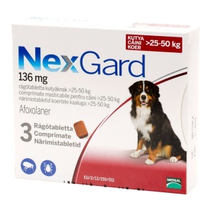 NEXGARD DOG XL 136 MG >25-50 KG X 3 COMPRIMATE MASTICABILE