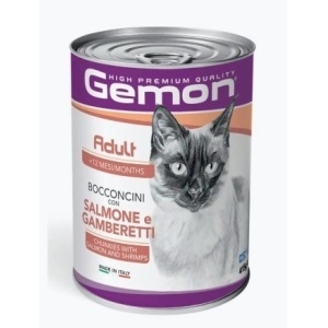 GEMON HRANA UMEDA PENTRU PISICI ADULTE, SOMON SI CREVETI, BUCATI IN SOS 415 G - 0735