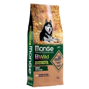 MONGE BWILD HRANA USCATA FARA CEREALE PENTRU CAINI, SOMON SI MAZARE 12 KG - 2119