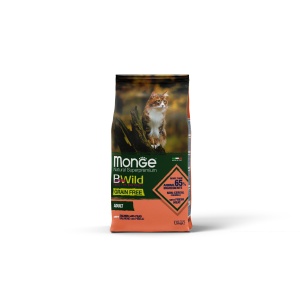 MONGE BWILD HRANA USCATA FARA CEREALE PENTRU PISICI ADULTE, SOMON SI MAZARE 1,5 KG - 2072 - Img 3