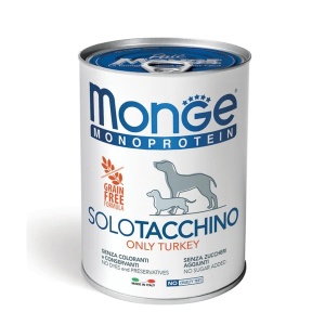 MONGE HRANA UMEDA MONOPROTEICA PENTRU CAINI, CURCAN 100%, PATE 400 G - 4229