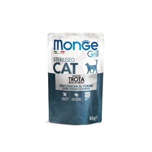 MONGE HRANA UMEDA PENTRU PISICI STERILIZATE, PASTRAV, BUCATI IN SOS 85 G - 3659