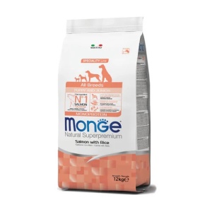 MONGE HRANA USCATA PENTRU CAINI PUI, SOMON SI OREZ 12 KG - 1211
