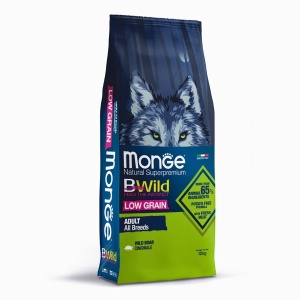 MONGE BWILD HRANA USCATA PENTRU CAINI ADULTI DE TOATE TALIILE, LOW GRAIN, MISTRET 12 KG - 1754