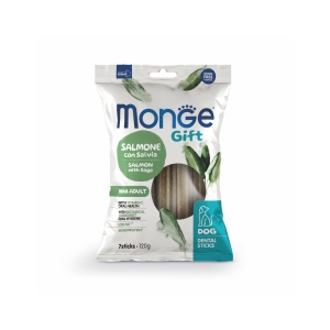 MONGE GIFT RECOMPENSE DENTARE PENTRU CAINI DE TALIE MICA, SOMON SI SALVIE, STICKS 120 G - 5564