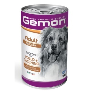 GEMON HRANA UMEDA PENTRU CAINI ADULTI TALIE MEDIE, BUCATI CU PUI & CURCAN, 1250 GR - 7927
