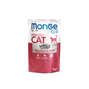 MONGE HRANA UMEDA PENTRU PISICI STERILIZATE, VITEL, BUCATI IN SOS 85 G - 3642