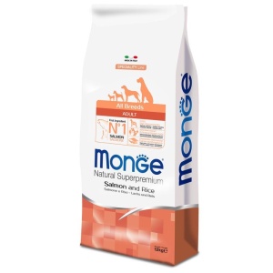 MONGE HRANA USCATA PENTRU CAINI ADULTI, SOMON SI OREZ 12 KG - 1303