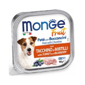 MONGE HRANA UMEDA PENTRU CAINI, CURCAN SI AFINE, PATE SI BUCATI 100 G - 3208