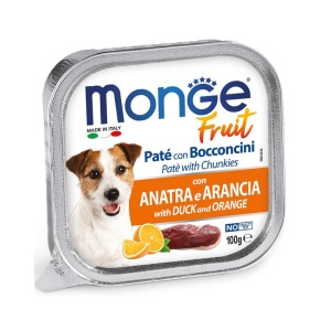 MONGE HRANA UMEDA PENTRU CAINI, RATA SI PORTOCALA, PATE SI BUCATI 100 G - 3239