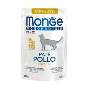 MONGE HRANA UMEDA PENTRU PISICI STERILIZATE, PUI, PATE 85 G - 3710