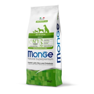 MONGE HRANA USCATA PENTRU CAINI ADULTI, IEPURE, OREZ SI CARTOFI 12 KG - 1150