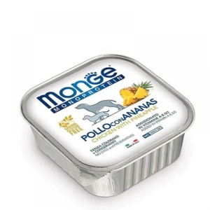 MONGE MONOPROTEIN PENTRU CÂINI ADULȚI, PATEU DE PUI CU ANANAS, 150GR - 4366