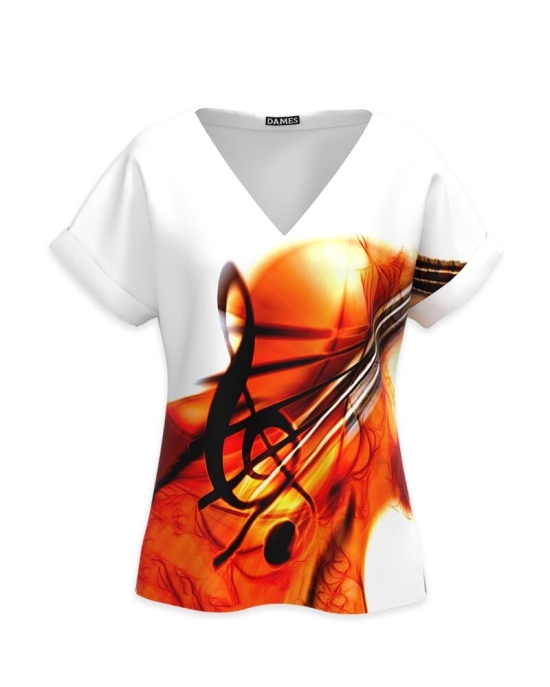 Bluza alba imprimata digital Vioara CMD699