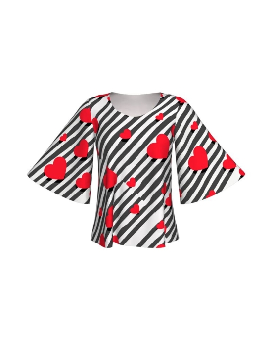 Bluza cu maneci tip fluture imprimata inimi