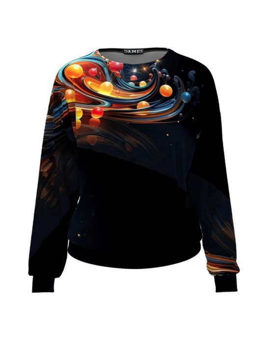 Bluza din catifea tip hanorac imprimata multicolor CMD4912