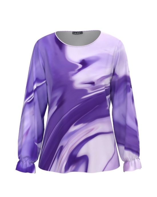 Bluza mov lila imprimata cu model abstract CMD1732