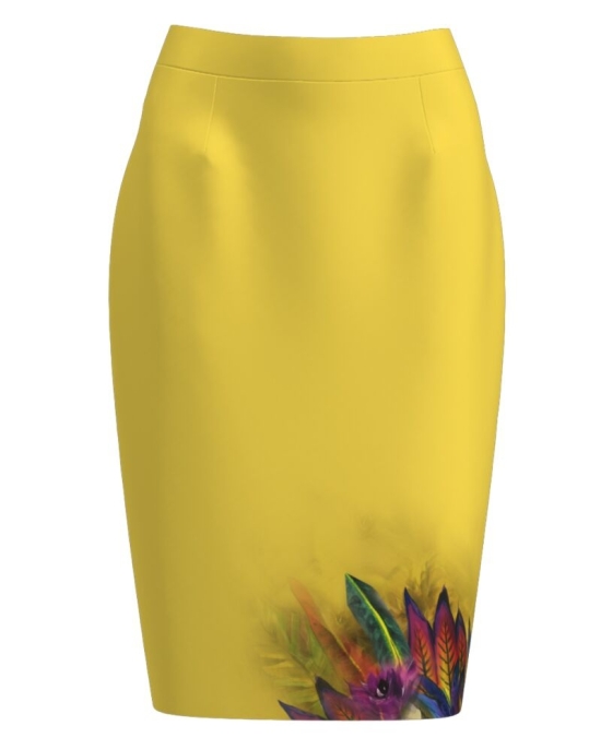 Fusta conica galbena imprimata cu model Multicolor CMD2548