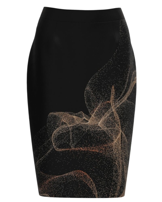 Fusta conica neagra imprimata cu model Abstract CMD3106