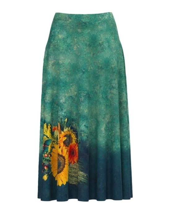 Fusta lunga verde floarea soarelui CMD953