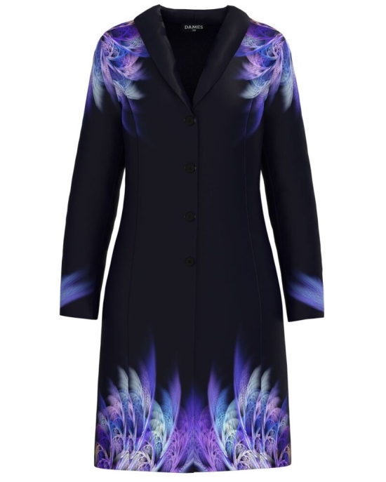 Pardesiu subtire negru imprimat multicolor SS24
