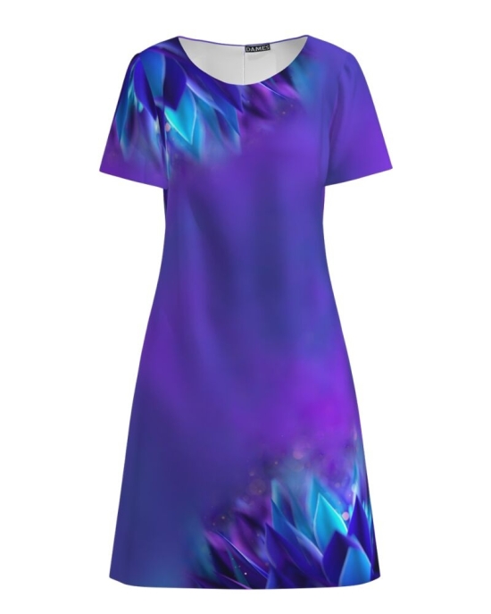 Rochie casual albastru violet imprimata cu model Floral CMD2641