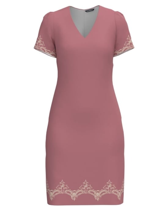 Rochie casual cu decolteu in V imprimata cu model floral CMD4503
