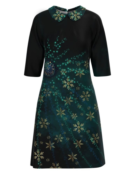 Rochie casual cu guler imprimata Stelute CMD3626