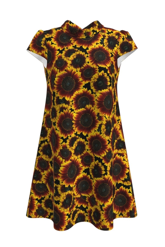 Rochie casual cu imprimeu digital Floarea Soarelui CMD144