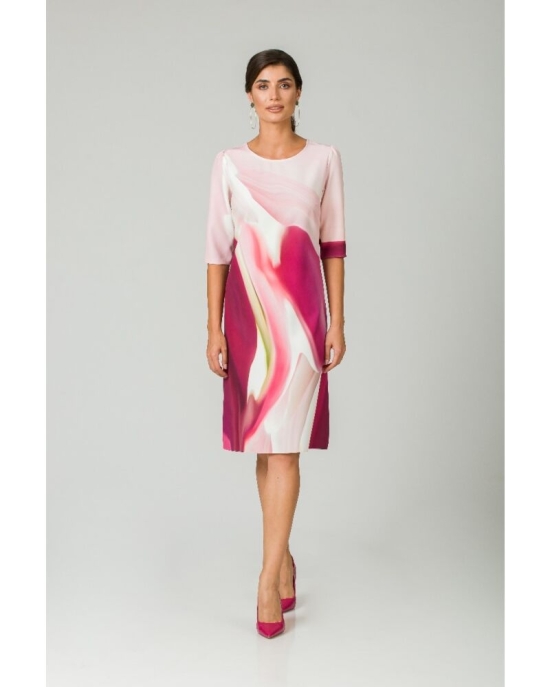 Rochie casual cu maneca imprimata digital abstract CMD168