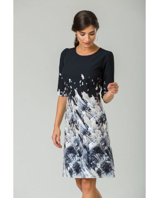 Rochie casual cu maneca imprimata digital model abstract CMD157