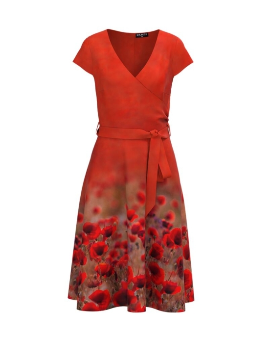 Rochie casual de vara cu maneca scurta si imprimeu Maci CMD910