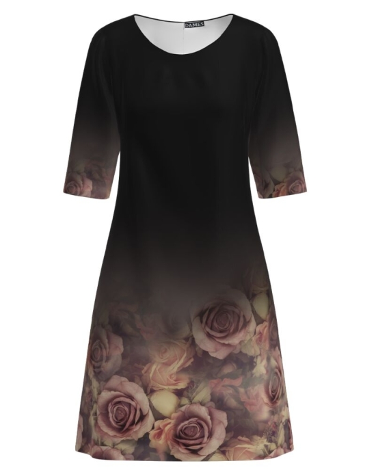 Rochie casual imprimata cu model floral Trandafiri CMD1639