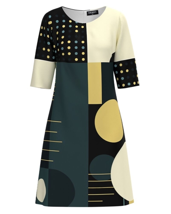 Rochie casual imprimata cu model Geometric