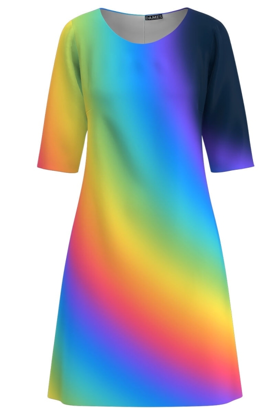 Rochie casual imprimata Curcubeu CMD3205